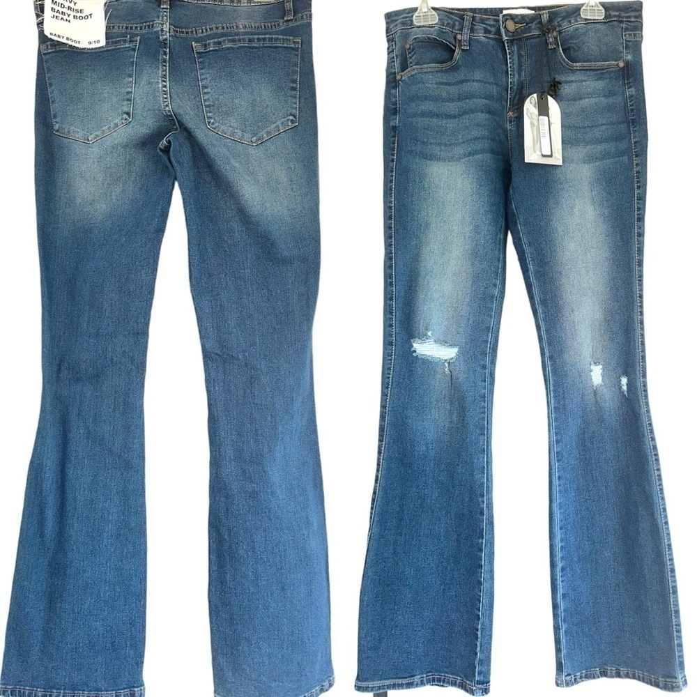 Kendall & Kylie Kurvy mid-rise baby boot jeans